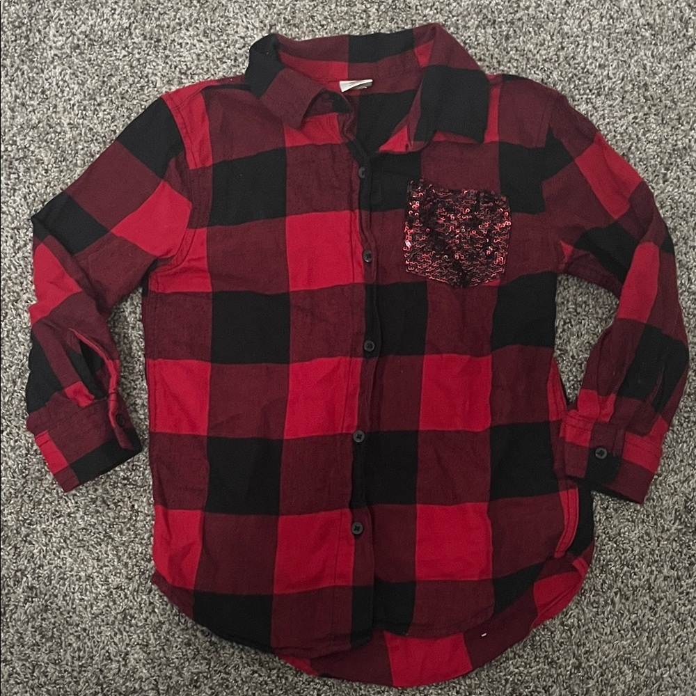 Arizona Jean Company Kids Red and Black Checkered Shirt